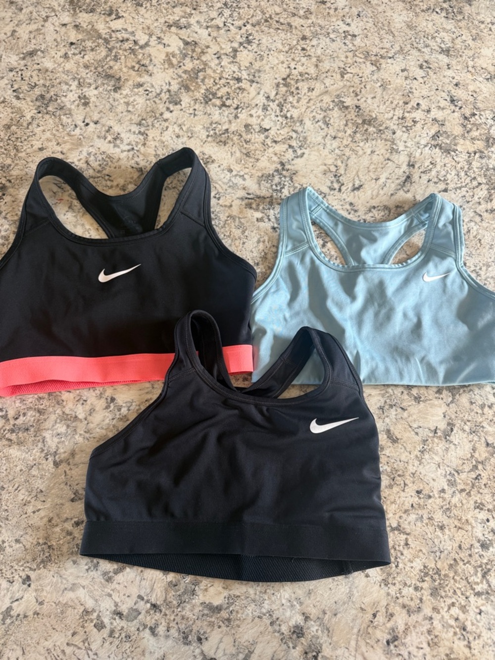 Nike Women's Sports Bras - Black, Light Blue & Coral Trim